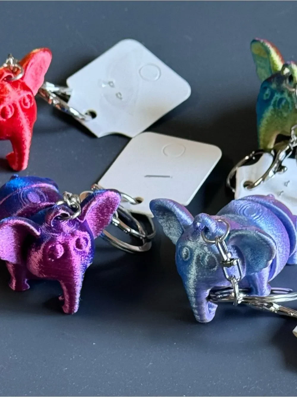 NWT 3D Printed Articulated Elephant Keychain Blue Purple Fidget Toy Bag Charm